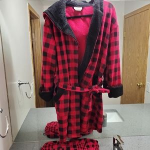 Plaid Bathrobe & PJ Top